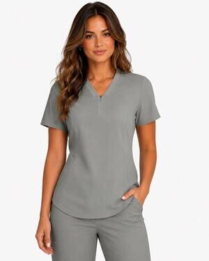 Acadia Louise Sporty Louise Scrub Top, Regular, Forest Fog, Large